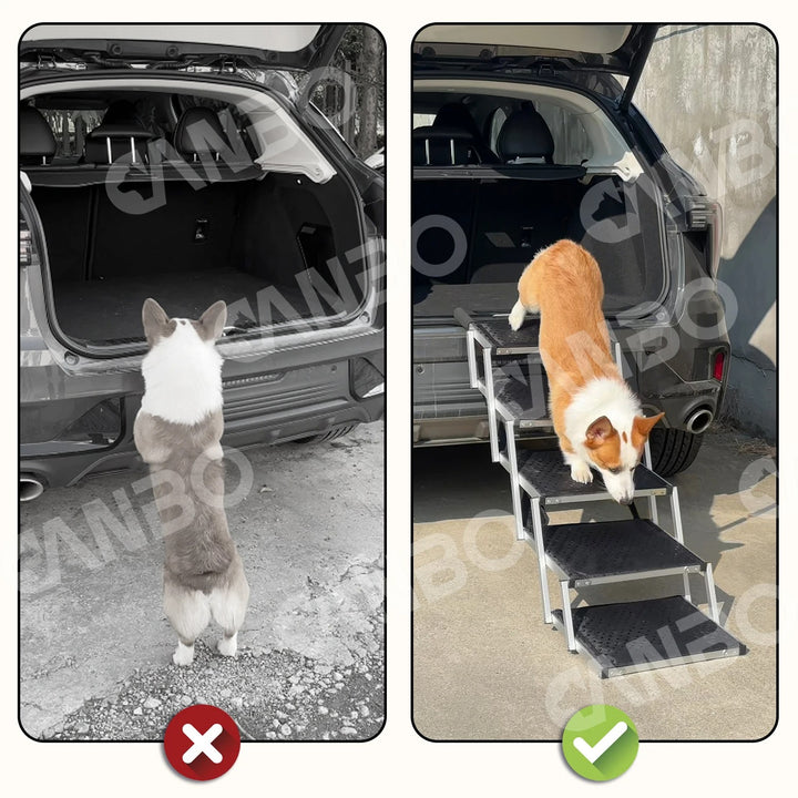 Safe & Secure Folding Dog Car Steps - Easy-Hop Design