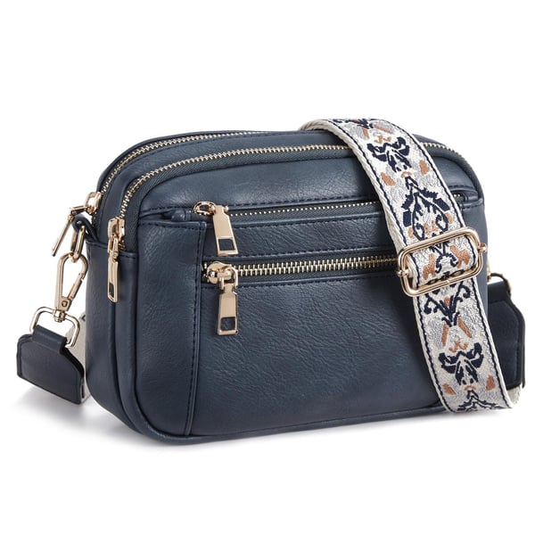 Compact women's organized bag, a multi-pocket crossbody with adjustable strap for essentials.