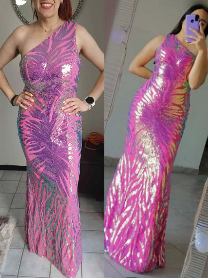 One-Shoulder Mermaid Evening Gown
