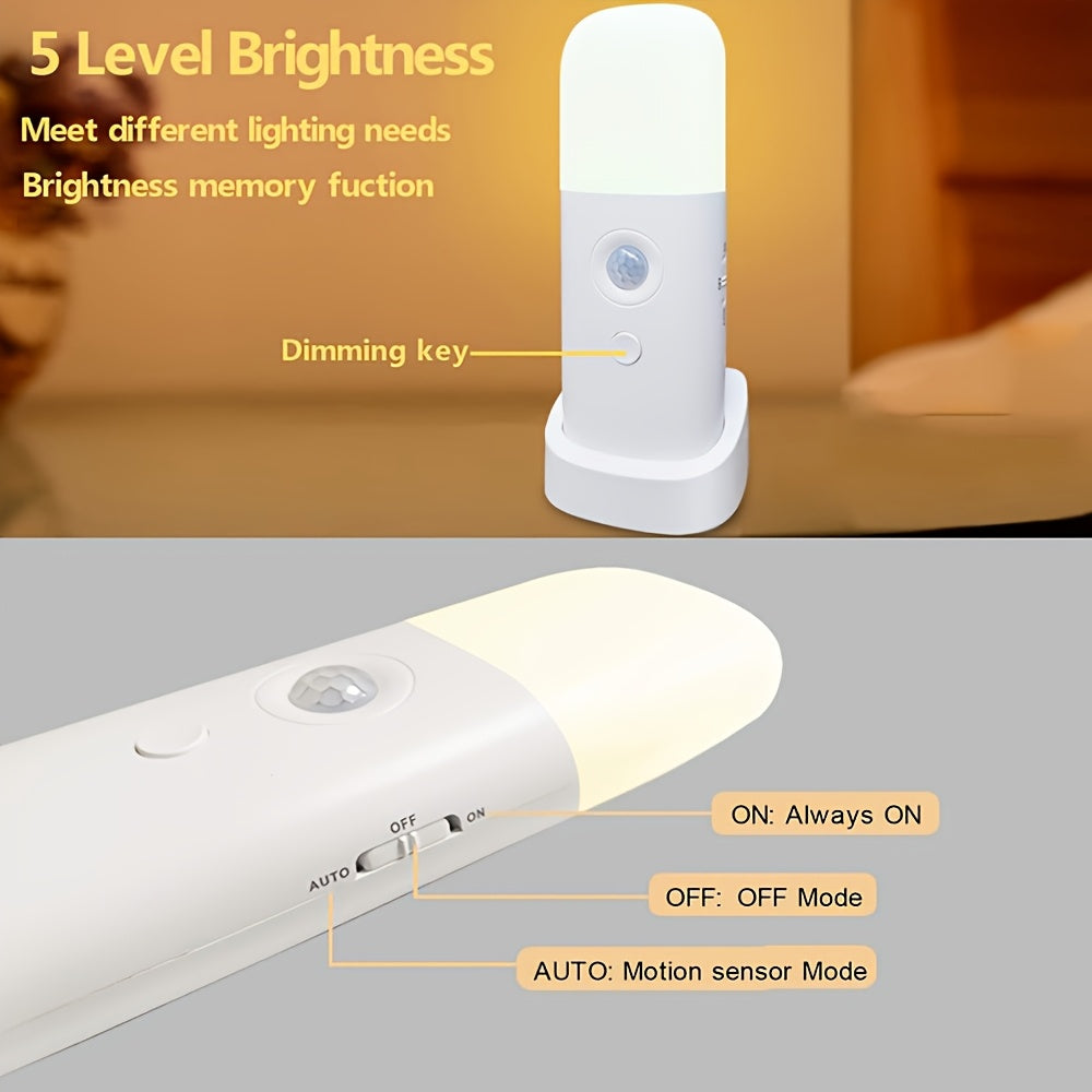 Wireless USB rechargeable LED night light, portable for bedroom, hallway, closet, or pantry use.
