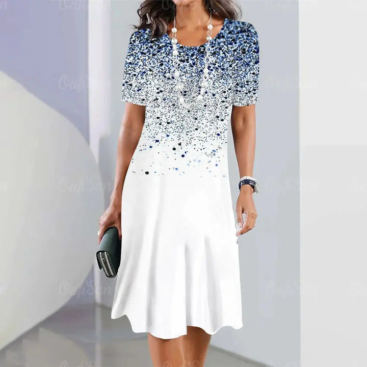 Comfortable women's elegant retro A-line midi dress, vintage style perfect for daily wear or summer parties.