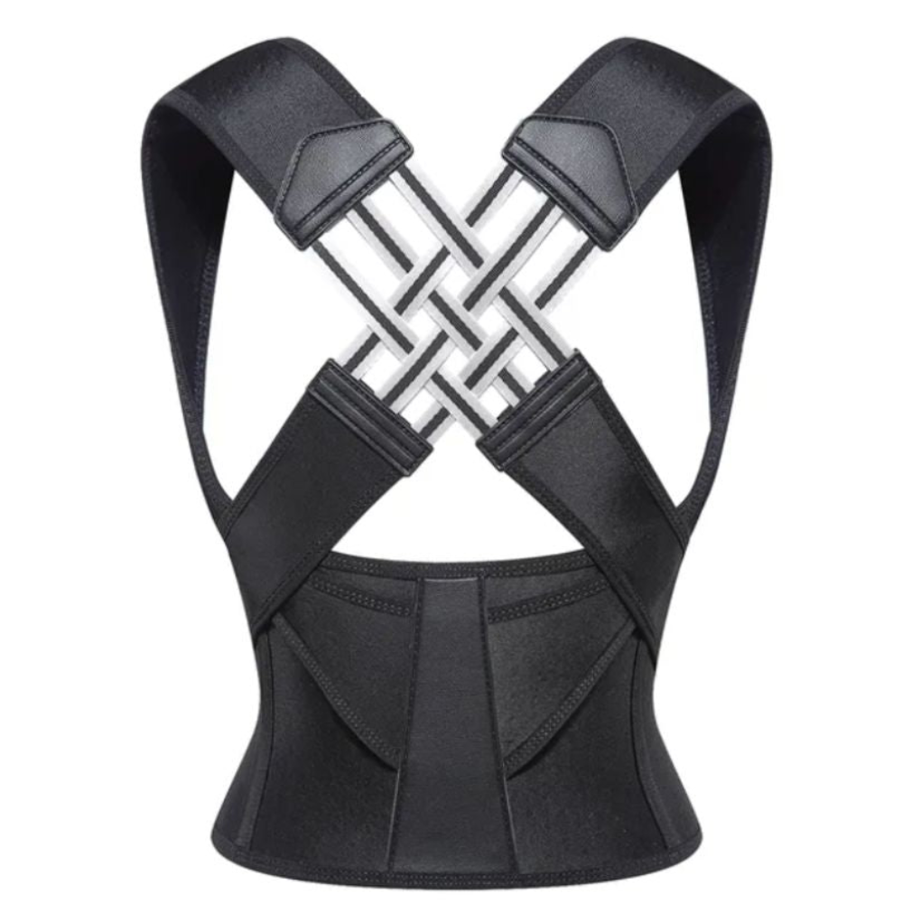 Unisex posture corrector brace for back & shoulder support. Ergonomic design helps improve posture alignment.