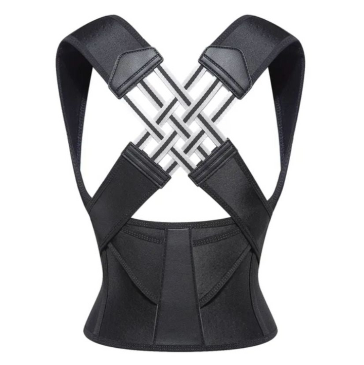 Unisex posture corrector brace for back & shoulder support. Ergonomic design helps improve posture alignment.