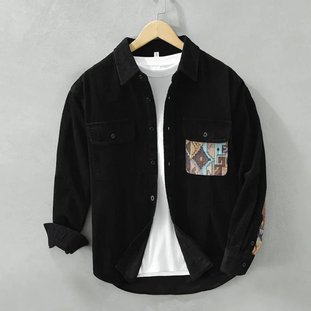 Men's vintage long sleeve button-down shirt, classic timeless style. Perfect for casual & semi-formal wear.