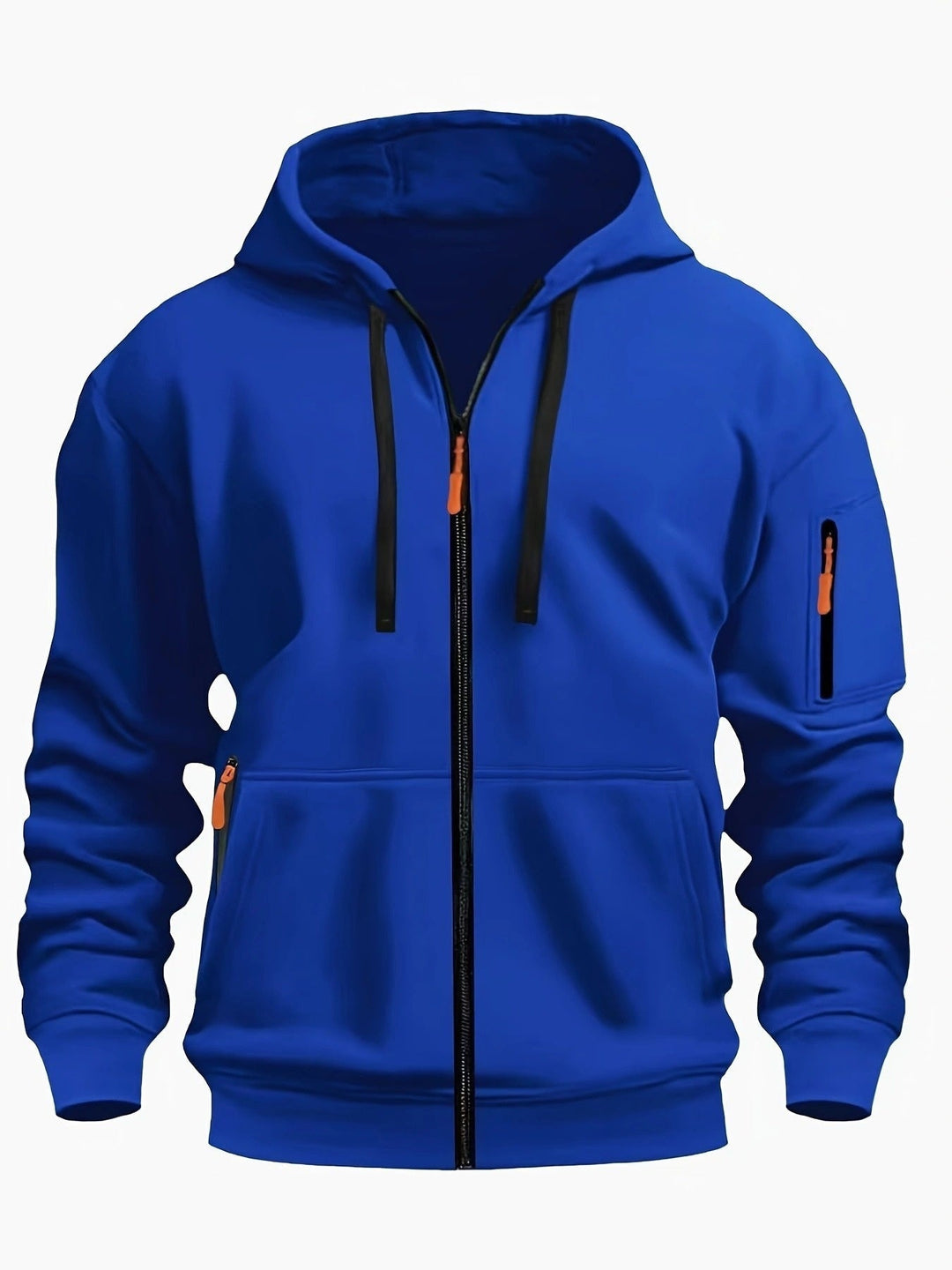 Men's soft zip-up hoodie, versatile casual outerwear.