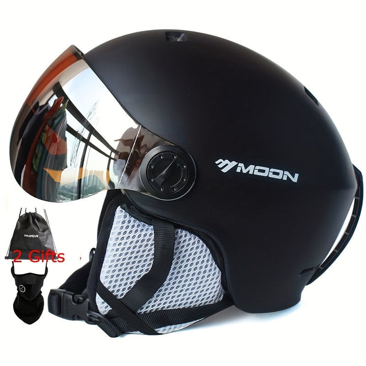 Unisex ski helmet, sleek design. Safe, comfortable head protection for winter sports & snowboarding.