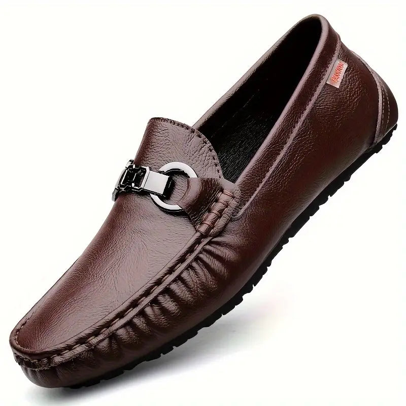 Dark brown men's slip-on loafers, perfect for comfortable, everyday wear and smart casual style. All-day comfort.