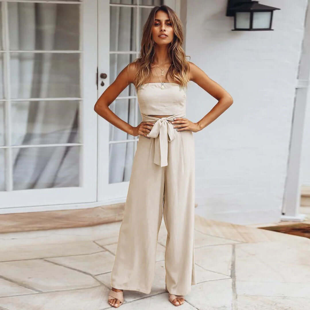 Women's Strapless Casual Jumpsuit with Elasticated Waist