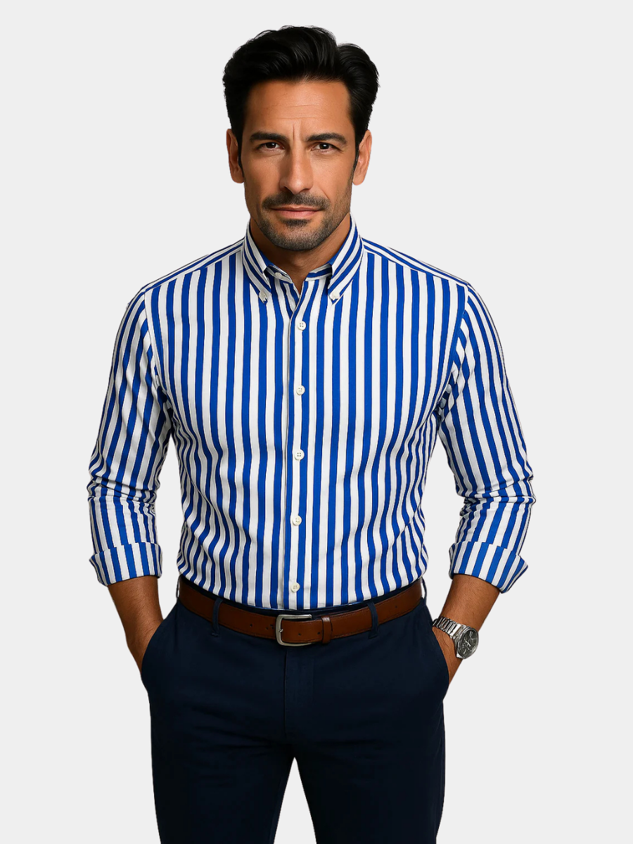 Classic men's striped shirt in tailored fit. Versatile top for everyday wear & smart casual fashion.