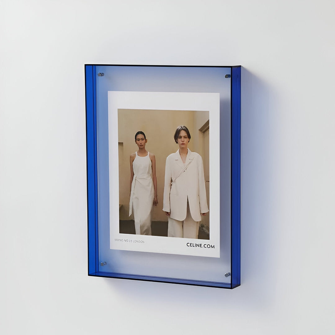 AcryGlow transparent frame, an elegant solution for displaying artwork or cherished photos on desk or wall.