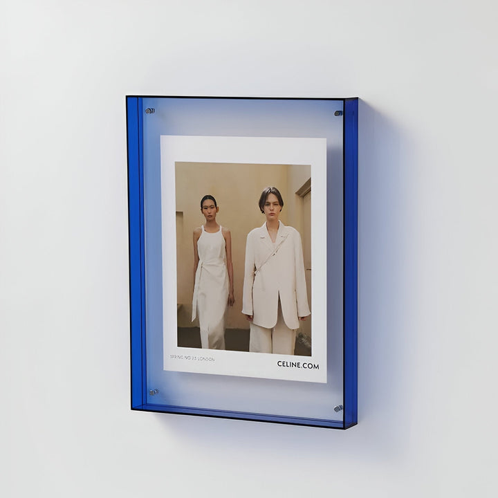 AcryGlow transparent frame, an elegant solution for displaying artwork or cherished photos on desk or wall.