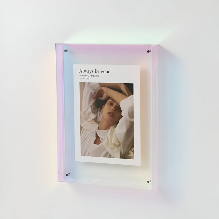 AcryGlow transparent picture frame for a floating photo effect, ideal for modern home decor.