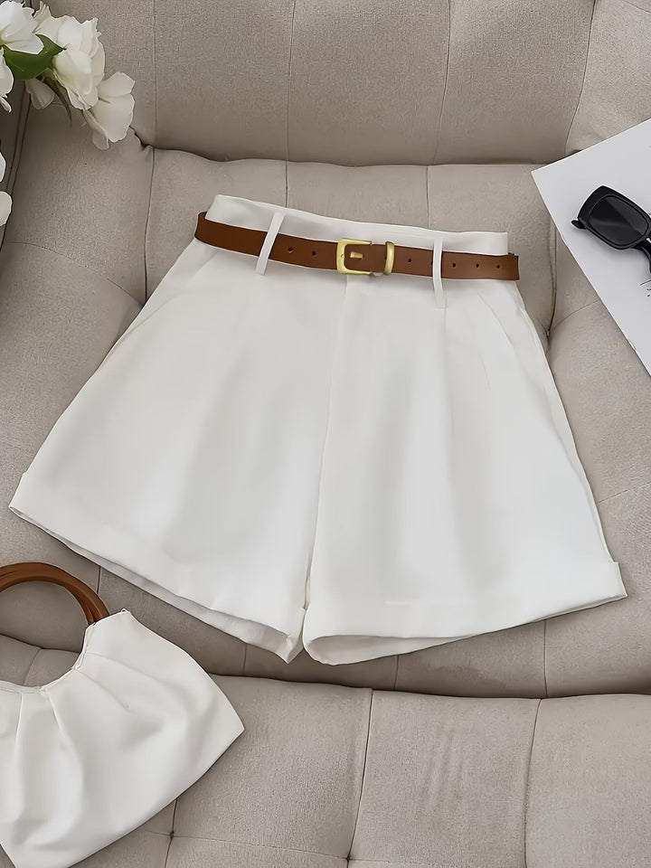 Women's classic belted shorts for effortless everyday style. Comfortable high-waist summer fashion.