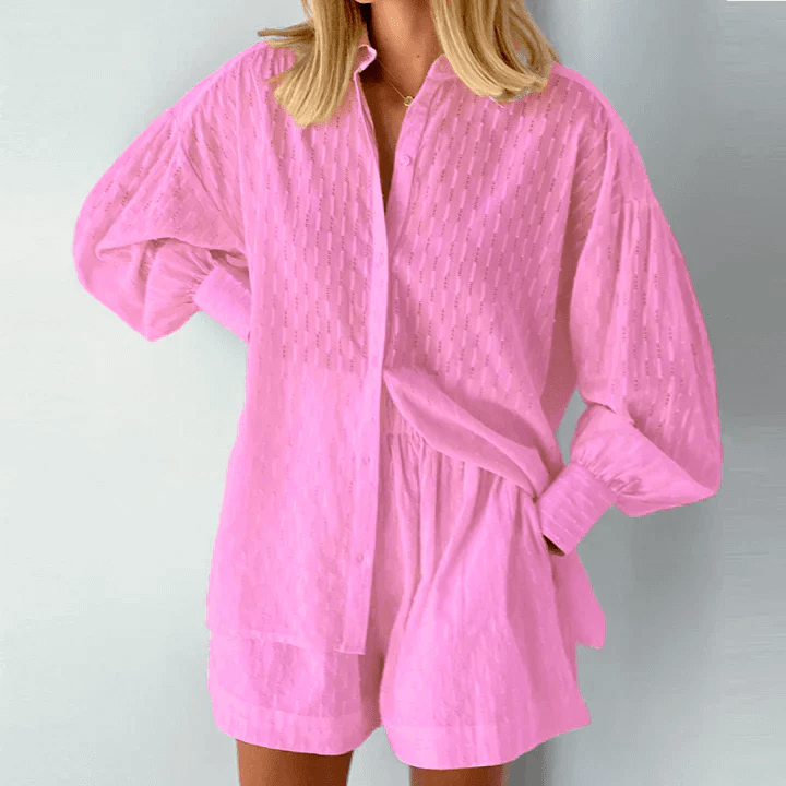 Women's Two-Piece Shirt and Shorts Set
