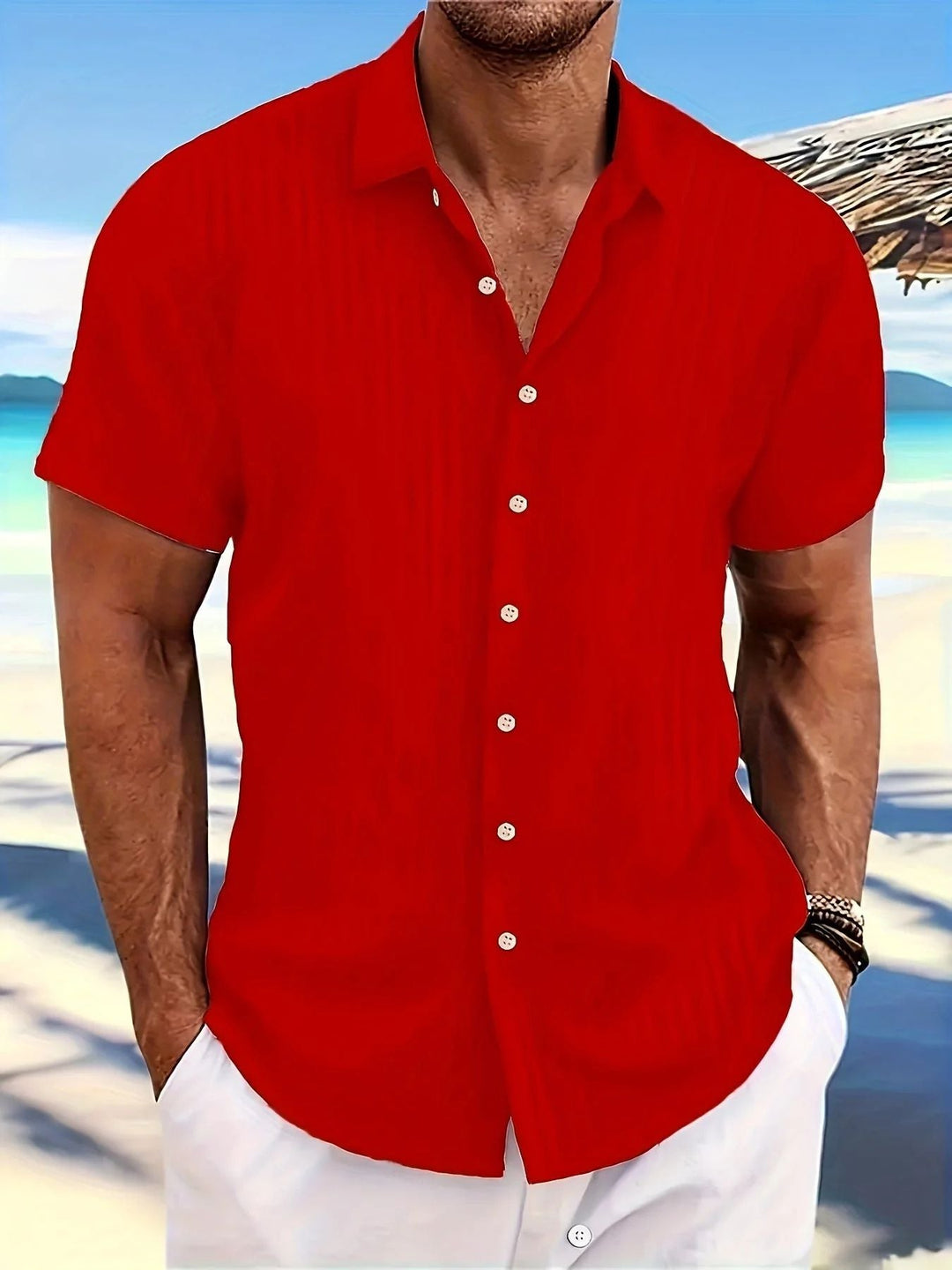 Breathable men's short sleeve summer top, a stylish and comfortable wardrobe essential for versatile everyday wear.