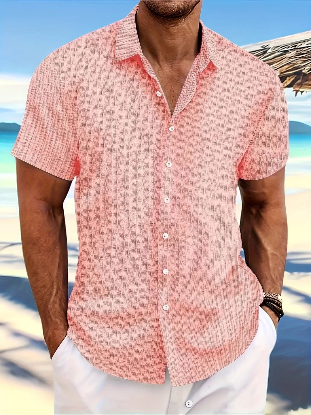Casual men's stylish summer shirt, short sleeve, offering breathable comfort for everyday fashion and versatility.