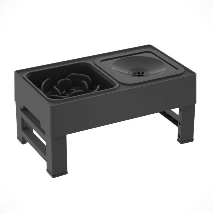 Ergonomic elevated dog feeder, adjustable height for improved posture and digestion. Essential dog supplies.