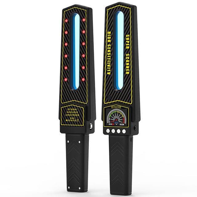 Advanced GPS bug detector with sleek design, 12 LED lights, and wireless signal detection, ideal for privacy protection.