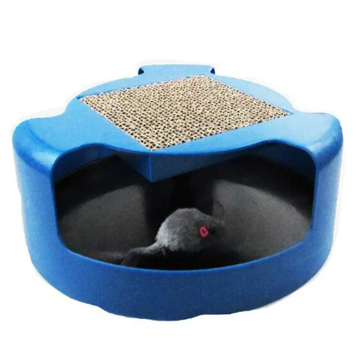 Pet play interactive mouse toy for cat enrichment and stimulating activity.