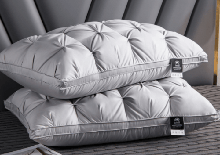 Premium adult goose down pillow, delivering soft, breathable comfort for optimal head & neck support during sleep.