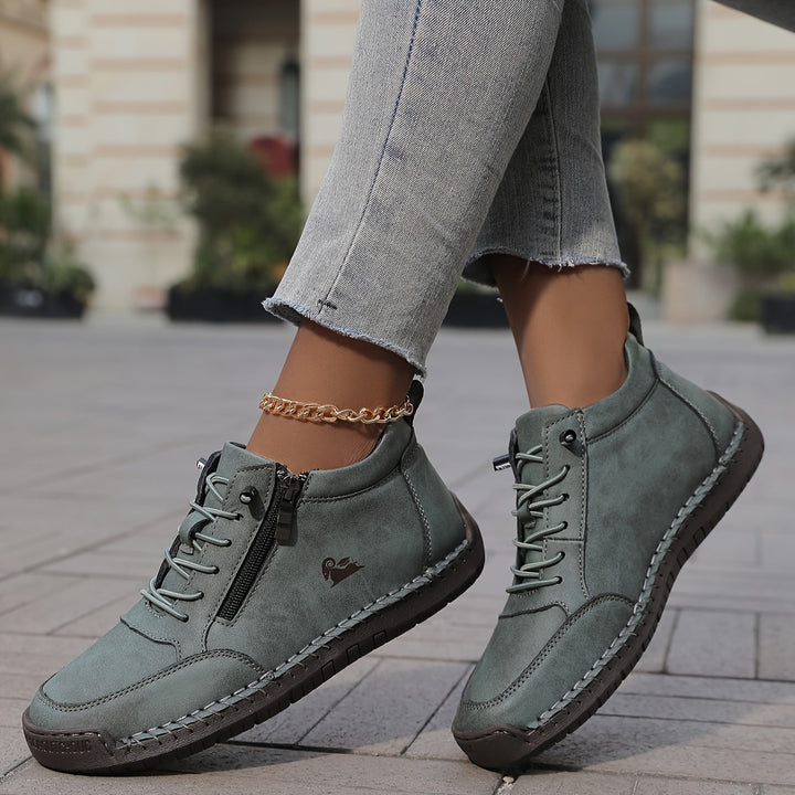 Women's comfy high-top sneakers with convenient zip and classic laces for everyday wear.