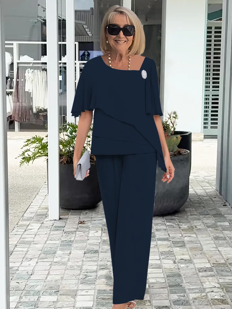Feminine navy blue two-piece co-ord set for women, perfect for elegant summer fashion & special party occasions.