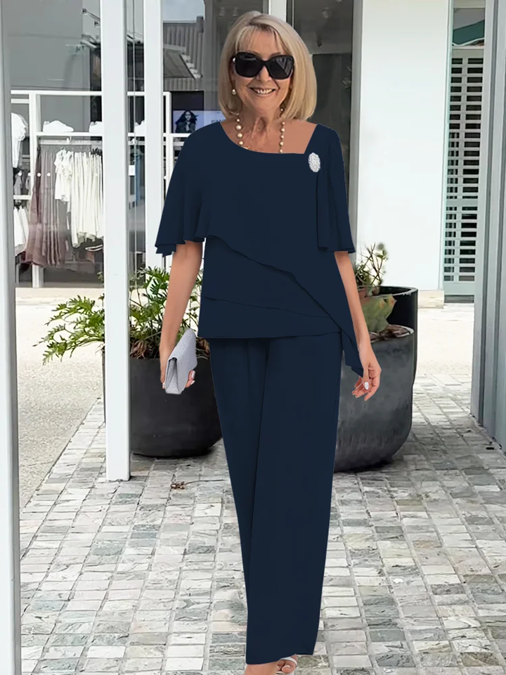 Feminine navy blue two-piece co-ord set for women, perfect for elegant summer fashion & special party occasions.