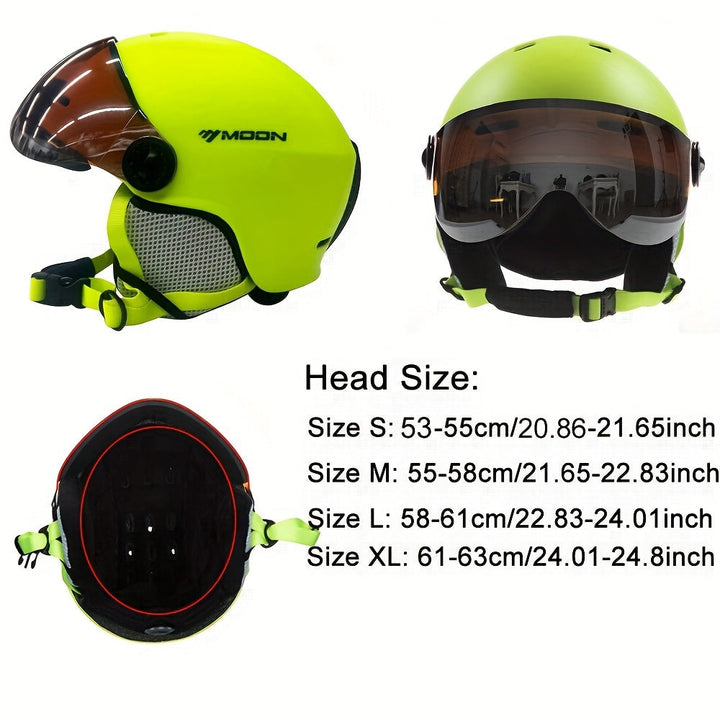 Ski helmet with removable ear pads for customizable comfort. Essential head protection for skiing.