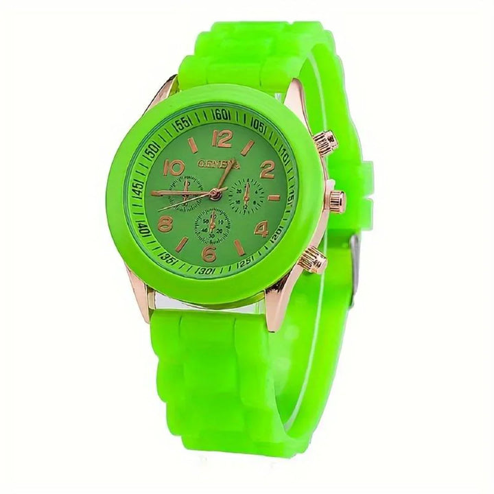 Durable silicone unisex quartz watch, comfortable analog time-telling for daily wear.