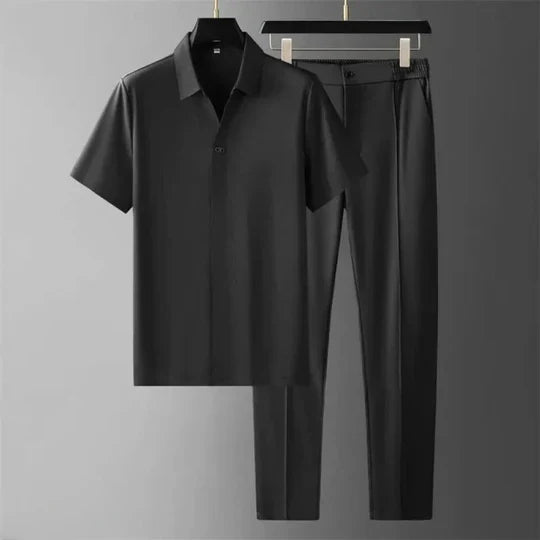 Premium men's comfortable two-piece cotton linen set, new luxury casual wear for stylish summer fashion.