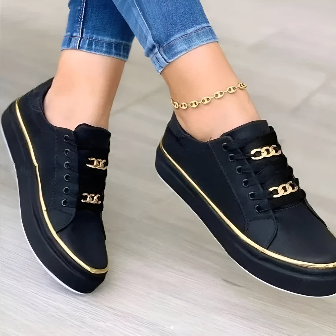Comfortable women's walking shoes with orthopaedic design. Daily wear sneakers offering arch support & a stylish look.