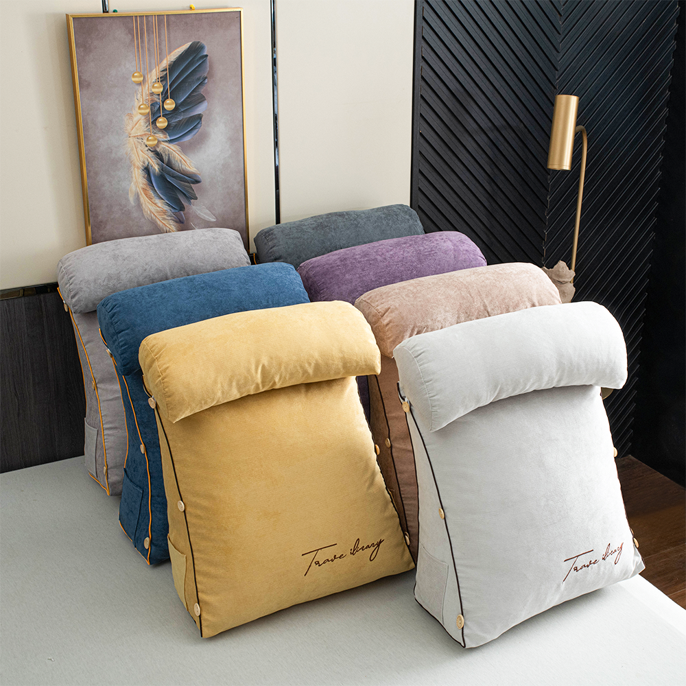 Ergonomic reading pillow for ultimate back support, perfect for bed or sofa relaxation.