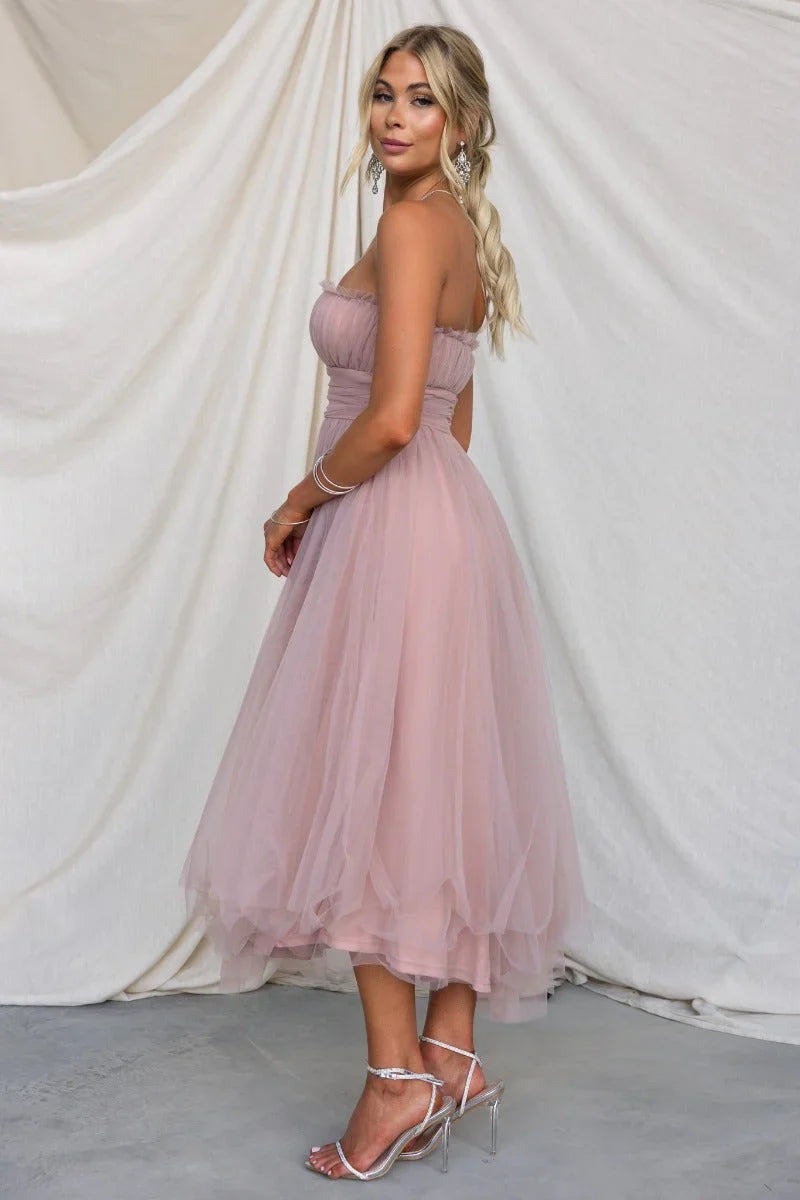 Stunning white strapless maxi dress, an elegant long formal gown for women's special occasions.