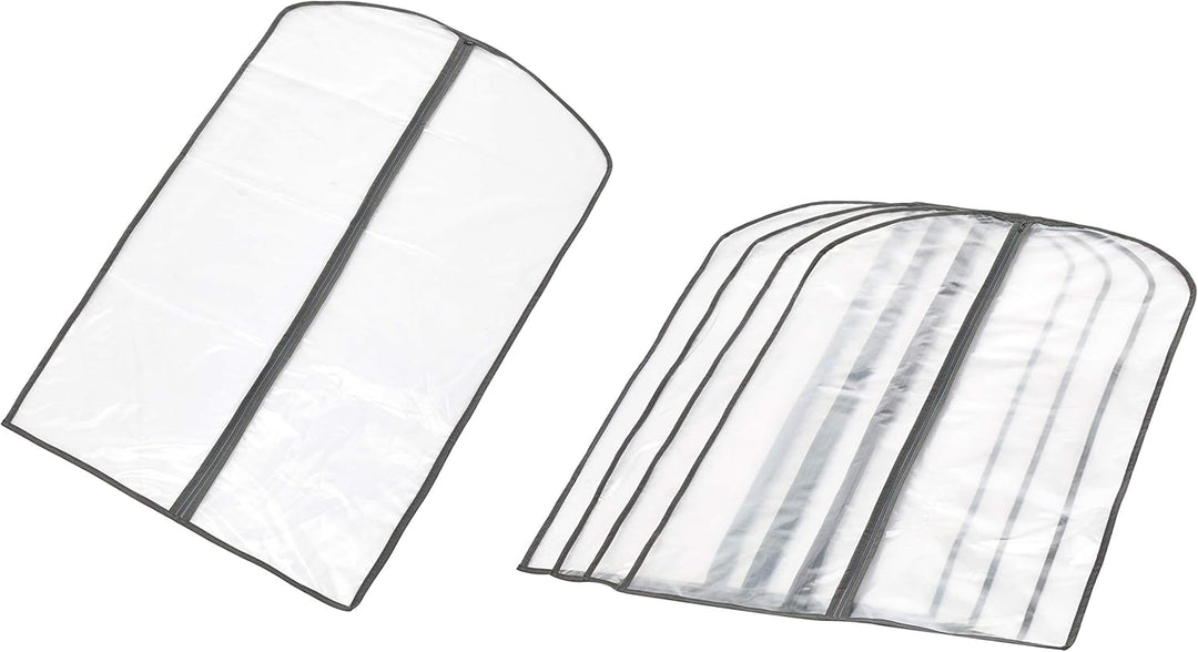 5-pack PEVA garment storage bags with zippers for clothing protection, perfect for closet organization & travel.