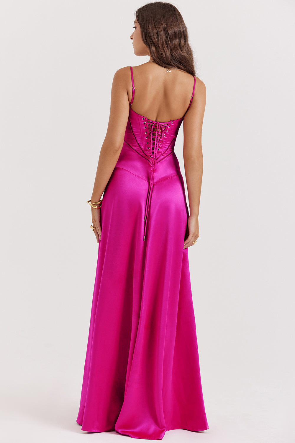 Women's white bustier maxi gown, a stunning long evening dress.