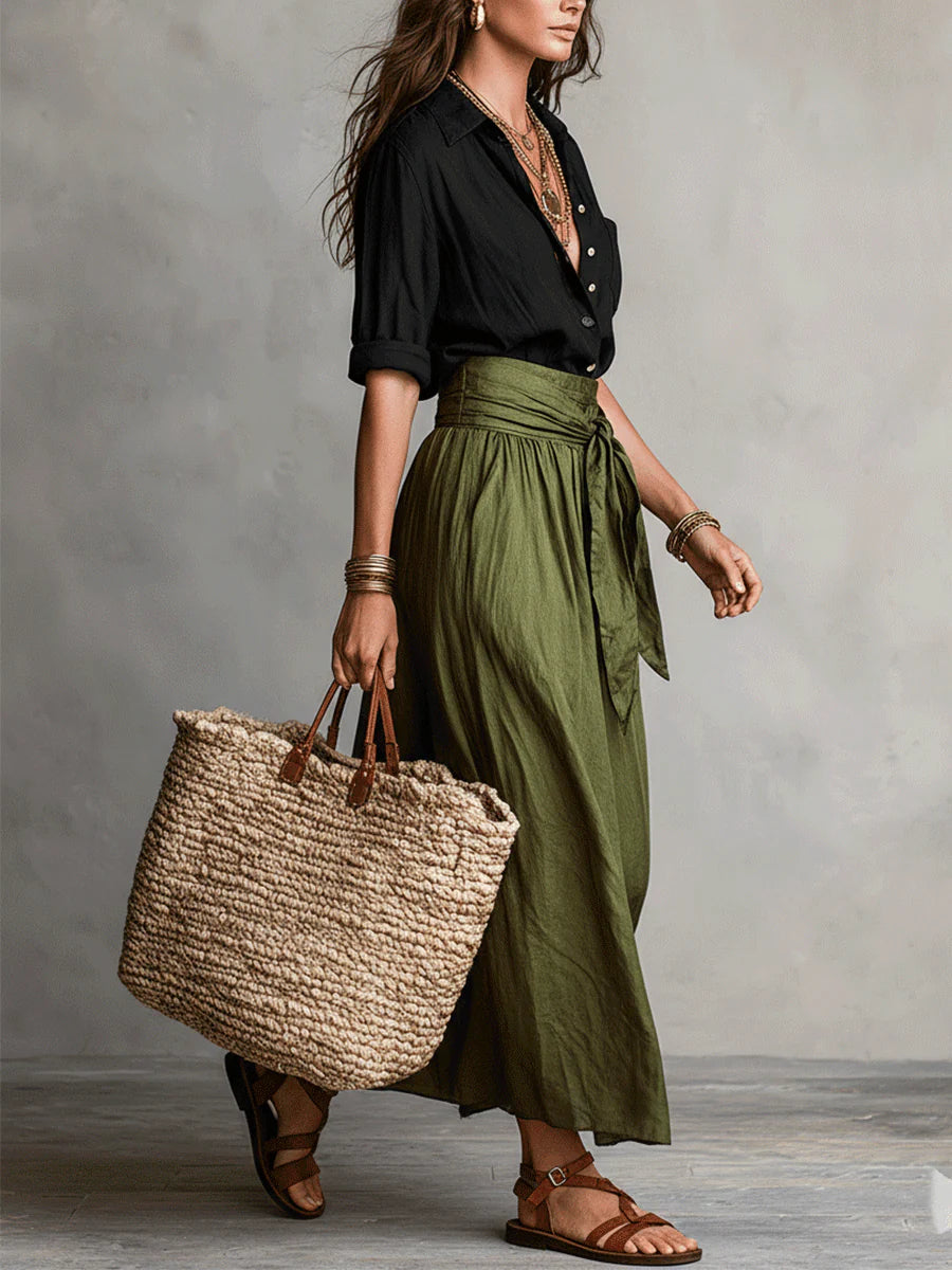 Comfortable women's green matching outfit, a versatile two-piece set ideal for casual summer fashion.