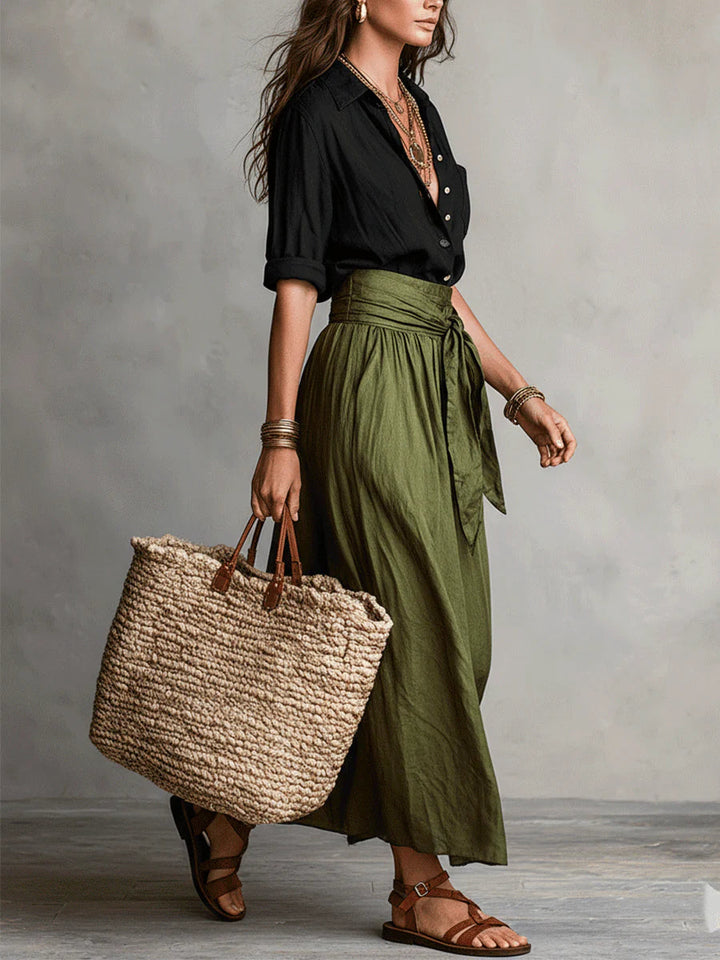 Comfortable women's green matching outfit, a versatile two-piece set ideal for casual summer fashion.
