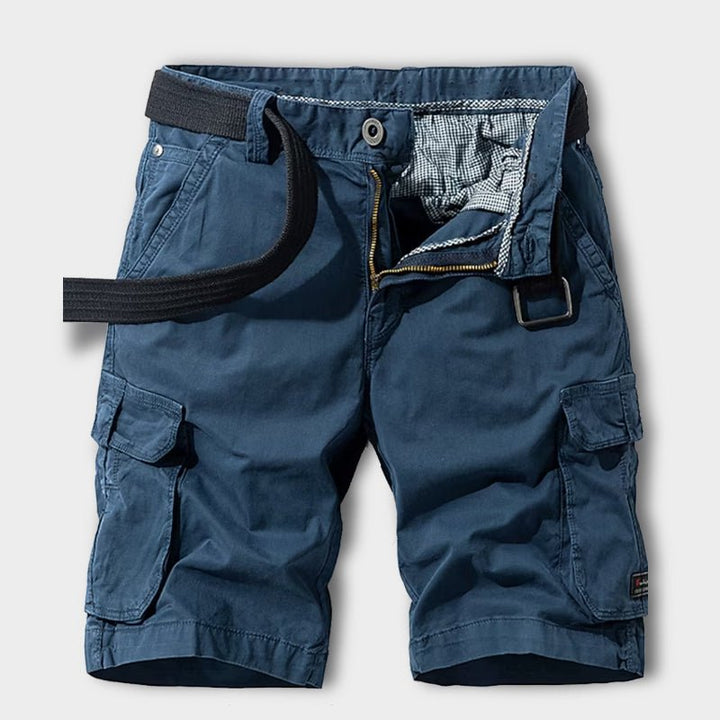 Women's versatile cargo shorts with multiple utility pockets and an optional matching belt for casual summer wear.