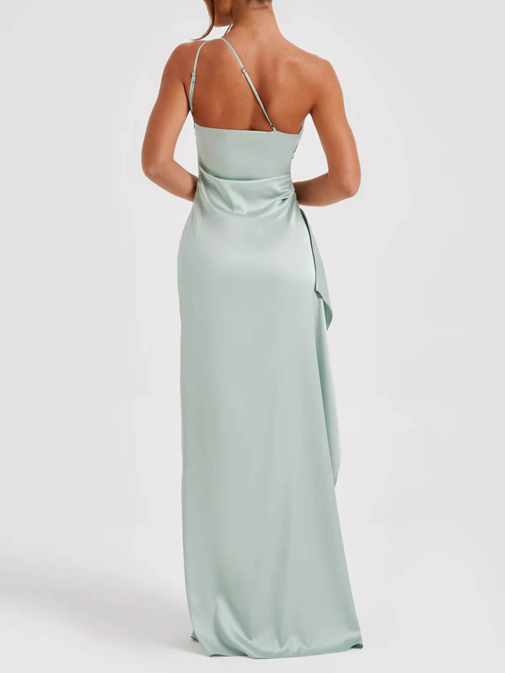 Bodycon one-shoulder maxi dress for women, a sophisticated look with a high slit for special occasions.
