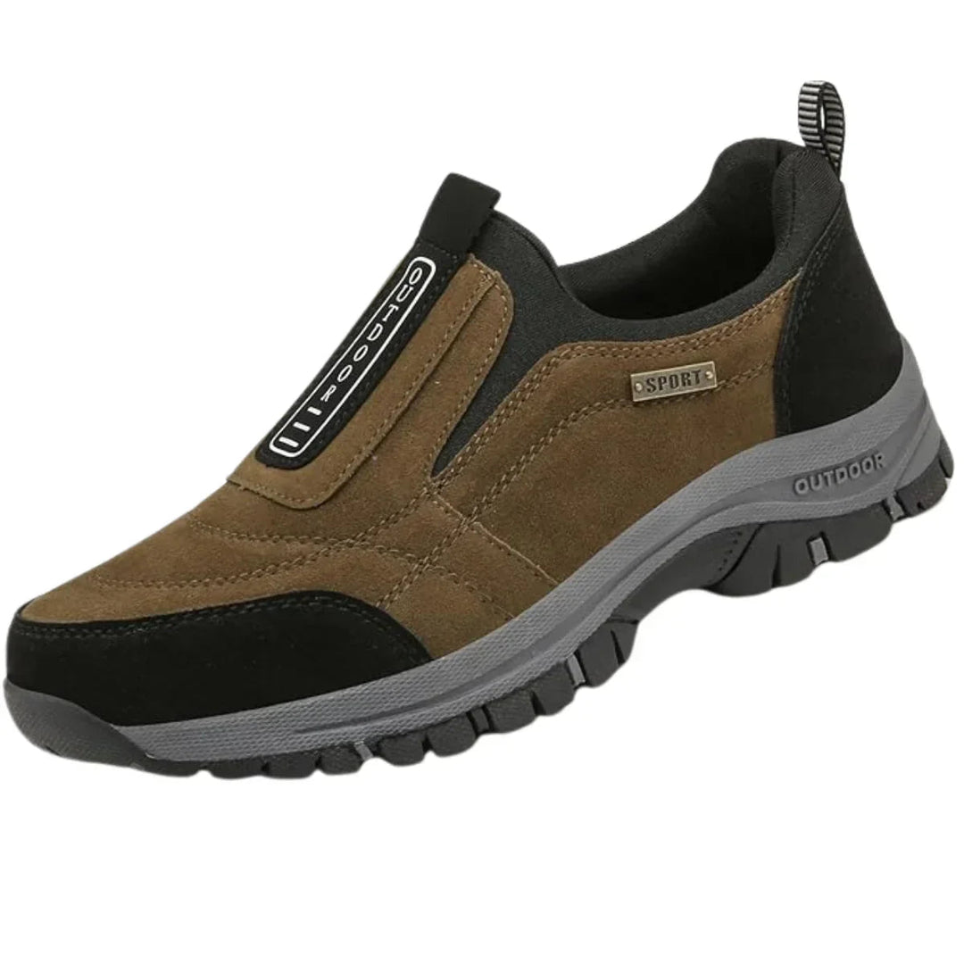 Cushioned men's comfort shoes, orthopedic slip-on sneakers with arch support.