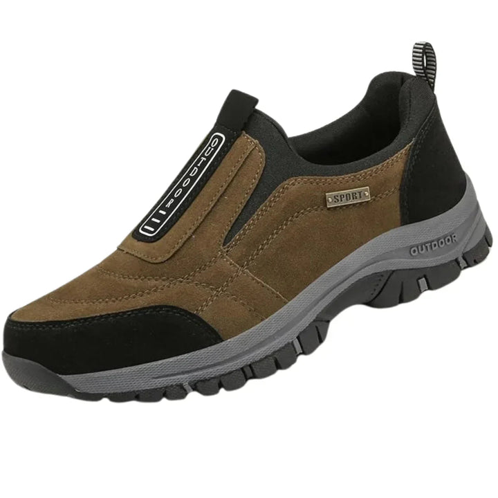 Cushioned men's comfort shoes, orthopedic slip-on sneakers with arch support.