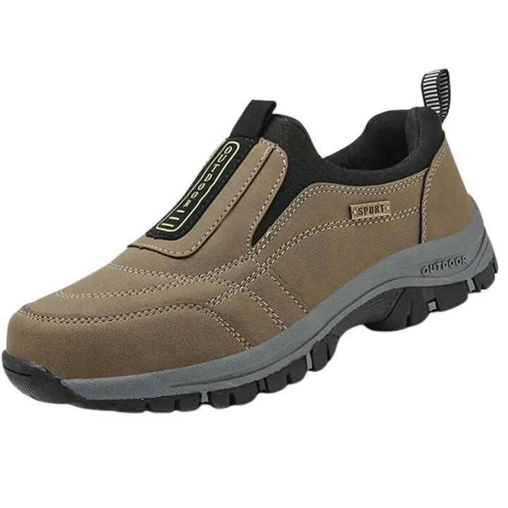 Men's activewear walking shoes, orthopedic slip-ons with arch support & durable sole.