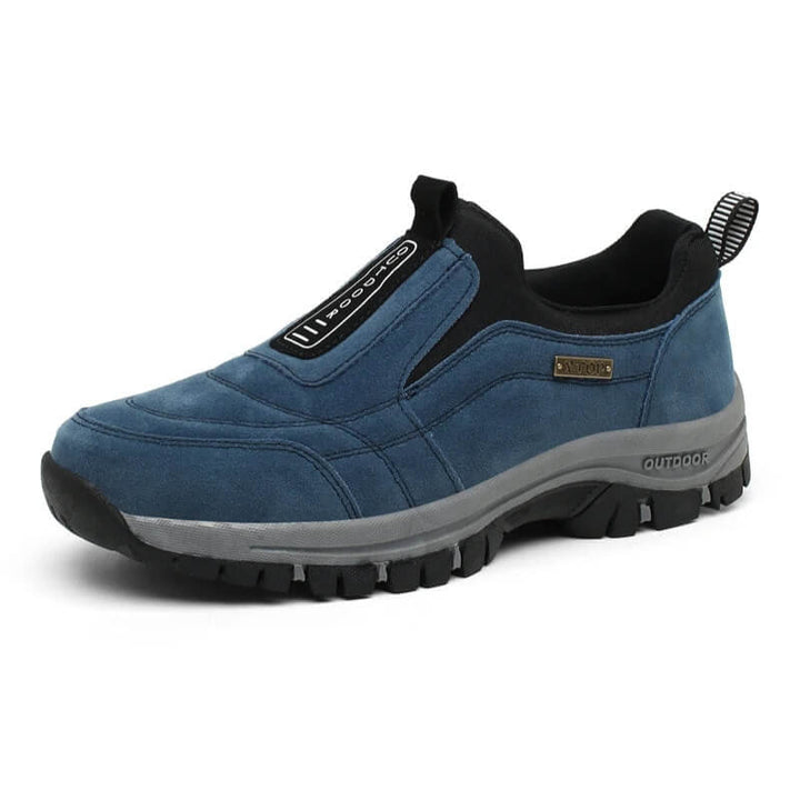 Durable men's orthopedic slip-on walking shoes with arch support & cushioned sole.