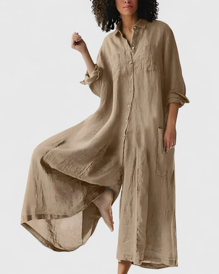 Exquisite women's jumpsuit dress, versatile for elegant or casual wear. Trendy wide-leg design, perfect summer fashion.