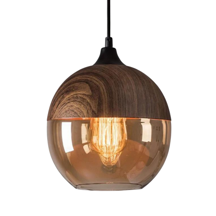 Arven Scandinavian wooden pendant light, minimalist design with a warm glow.