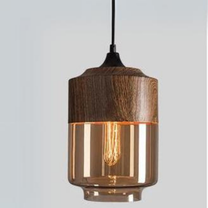 Modern minimalist wooden pendant light, Nordic design, perfect for warm home lighting.