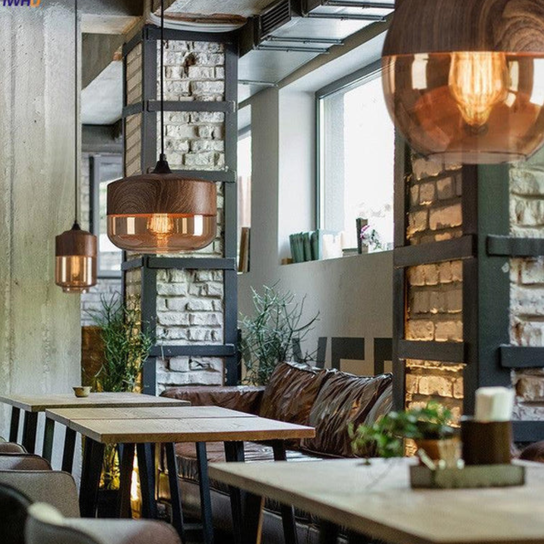 Minimalist wooden pendant lamp, Nordic design providing a soft, warm glow.