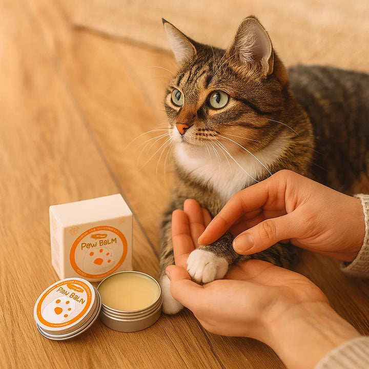 Cat paw protection cream for healthy, soft paws. Prevents dry, cracked paws, promotes feline health.