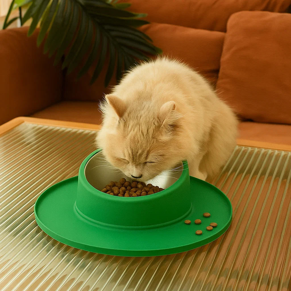 Premium stainless steel cat bowl, non-slip and leak-proof, ideal for pet food & water. Essential cat accessories.