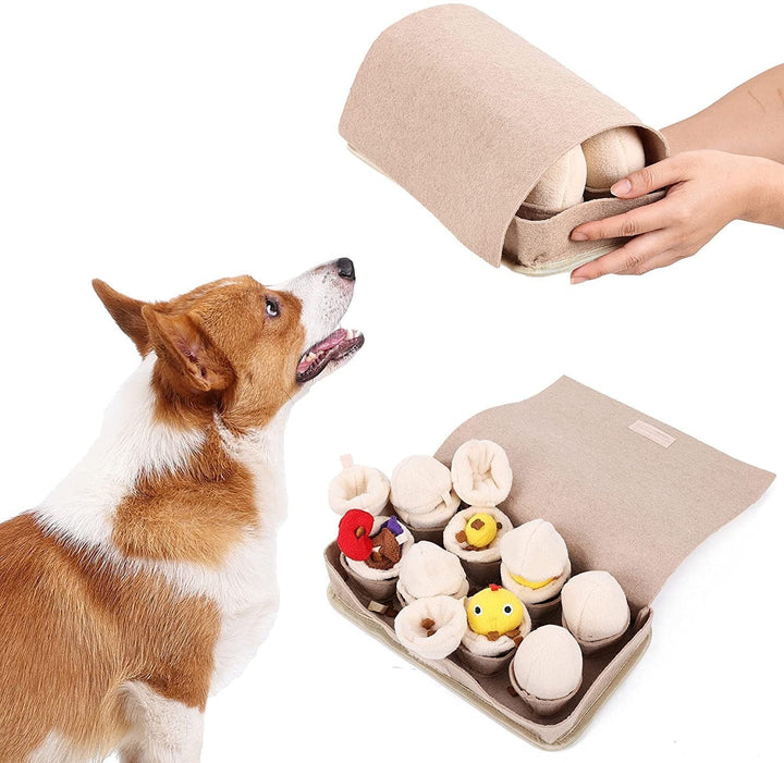 Interactive Egg Farm snuffle dog toy for mental stimulation & puzzle play. Treat dispenser for canine enrichment.